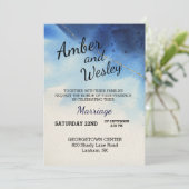 Shades of Blue Waterverf Wedding Invitation Kaart (Staand voorkant)