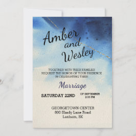 Shades of Blue Waterverf Wedding Invitation Kaart