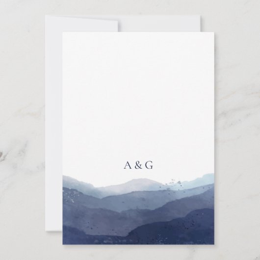 Shades of Blue Waterverf Wedding Kaart (Achterkant)
