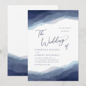Shades of Blue Waterverf Wedding Kaart (Voorkant / Achterkant)