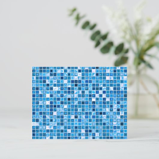Shades of Blue 'Watery' Mosaic Tiles Pattern Briefkaart (Staand voorkant)