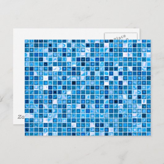Shades of Blue 'Watery' Mosaic Tiles Pattern Briefkaart (Voorkant / Achterkant)