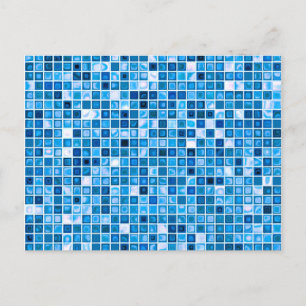 Shades of Blue 'Watery' Mosaic Tiles Pattern Briefkaart