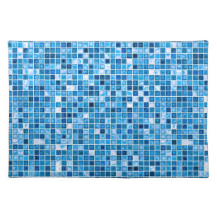 Shades of Blue 'Watery' Mosaic Tiles Pattern Placemat