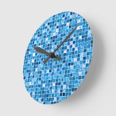 Shades of Blue 'Watery' Mosaic Tiles Pattern Ronde Klok (Hoek)