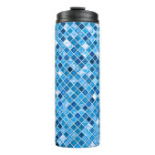 Shades of Blue 'Watery' Mosaic Tiles Pattern Thermosbeker (Voorkant)