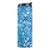 Shades of Blue 'Watery' Mosaic Tiles Pattern Thermosbeker (Gedraaid links)