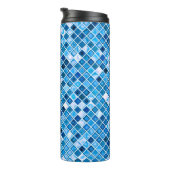 Shades of Blue 'Watery' Mosaic Tiles Pattern Thermosbeker (Geroteerd rechts)