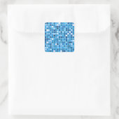 Shades of Blue 'Watery' Mosaic Tiles Pattern Vierkante Sticker (Tas)