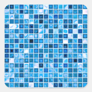 Shades of Blue 'Watery' Mosaic Tiles Pattern Vierkante Sticker
