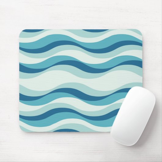 Shades of Blue Waves Pattern Muismat (Met muis)