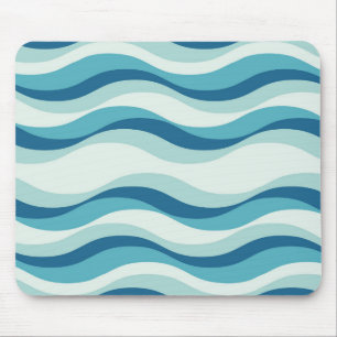 Shades of Blue Waves Pattern Muismat