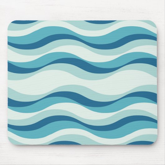 Shades of Blue Waves Pattern Muismat (Voorkant)