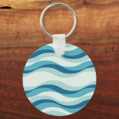 Shades of Blue Waves Pattern Sleutelhanger (Voorkant)