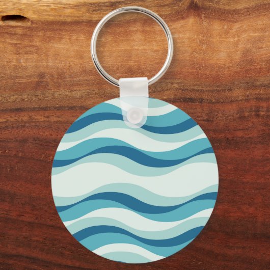 Shades of Blue Waves Pattern Sleutelhanger (Voorkant)