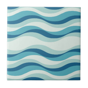 Shades of Blue Waves Pattern Tegeltje