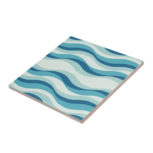 Shades of Blue Waves Pattern Tegeltje (Zijkant)