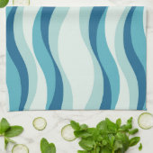 Shades of Blue Waves Pattern Theedoek (Gevouwen)