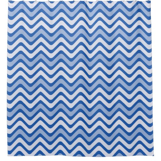 Shades of Blue Wavy Lines Pattern Douchegordijn (Voorkant)
