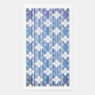Shades of Blue White Ombre Striped Flowers Pattern Servet