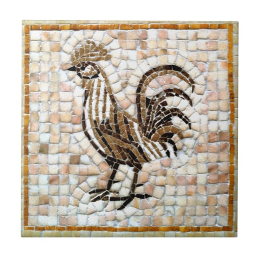 Shades of Brown and Black Mosaic Chicken Design Tegeltje (Voorkant)
