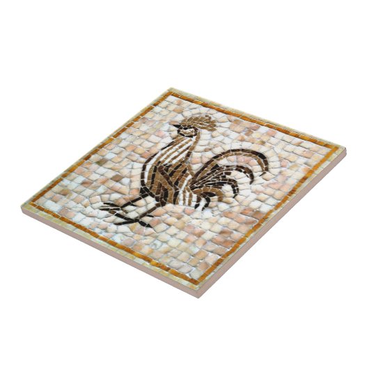 Shades of Brown and Black Mosaic Chicken Design Tegeltje (Zijkant)