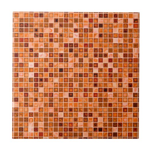 Shades of Copper Tan 'Watery' mosaic Tile Pattern Tegeltje (Voorkant)