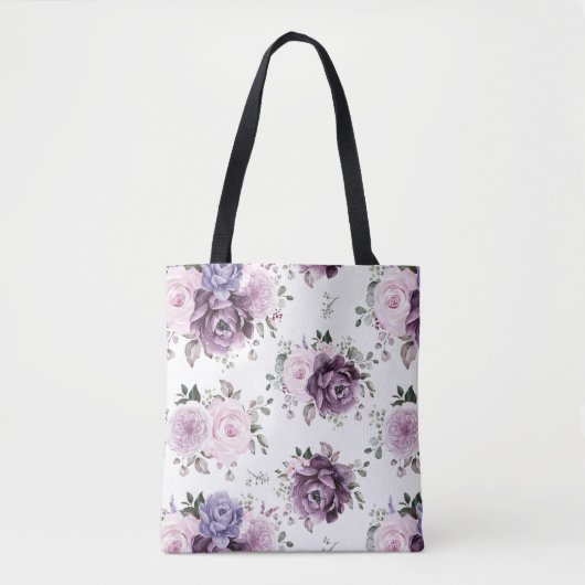 Shades of Dusty Paars Blooms Moody Floral Tote Bag (Voorkant)