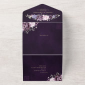 Shades of Dusty Paars Blooms Moody Floral Wedding All In One Uitnodiging (Buitenkant)