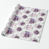 Shades of Dusty Paars Blooms Moody Floral Wedding Cadeaupapier (Uitgerold)