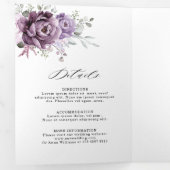 Shades of Dusty Paars Blooms Moody Floral Wedding Drieluik Aankondiging (Binnenzijde eerst)