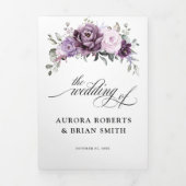 Shades of Dusty Paars Blooms Moody Floral Wedding Drieluik Aankondiging (Cover)