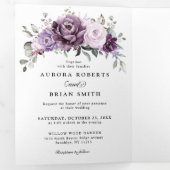 Shades of Dusty Paars Blooms Moody Floral Wedding Drieluik Aankondiging (Binnenzijde eerst)