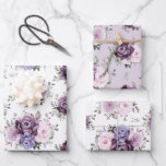 Shades of Dusty Paars Blooms Moody Floral Wedding Inpakpapier Vel<br><div class="desc">Elegant en modern bloemperzalig parelpapier voor de midzomerbruiloft bevat een boeket van waterverf rozen pinda's in de schaduw van paarse pruimen, stoffige rozen, stoffige roze, maas, sage met groene botanische bladeren en eucalyptus. Zoek meer overeenkomende design en variaties uit mijn winkel met 'blissweddingpaperie'. Je kunt contact met me opnemen voor...</div>