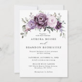 Shades of Dusty Paars Blooms Moody Floral Wedding Kaart (Voorkant)