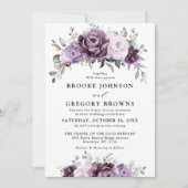 Shades of Dusty Paars Blooms Moody Floral Wedding Kaart (Voorkant)