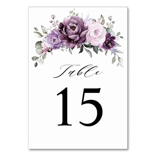 Shades of Dusty Paars Blooms Moody Floral Wedding Kaart (Voorkant)