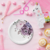 Shades of Dusty Paars Blooms Moody Floral Wedding Papieren Bordje (Feest)