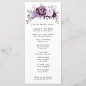 Shades of Dusty Paars Blooms Moody Floral Wedding Programmakaart (Achterkant)