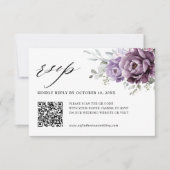 Shades of Dusty Paars Blooms Moody Floral Wedding RSVP Kaartje (Voorkant)