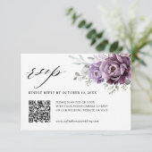Shades of Dusty Paars Blooms Moody Floral Wedding RSVP Kaartje (Staand voorkant)