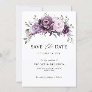 Shades of Dusty Paars Blooms Moody Floral Wedding Save The Date