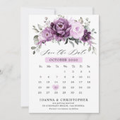 Shades of Dusty Paars Blooms Moody Floral Wedding Save The Date (Voorkant)