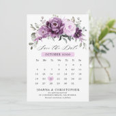 Shades of Dusty Paars Blooms Moody Floral Wedding Save The Date (Staand voorkant)