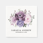 Shades of Dusty Paars Blooms Moody Floral Wedding Servet (Voorkant)