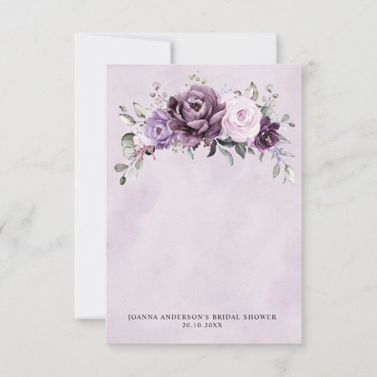 Shades of Dusty Paars Blooms Moody Vrijgezellenfee Bedankkaart (Achterkant)