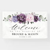 Shades of Dusty Paars Floral Wedding Welcome Spandoek (Horizontaal)