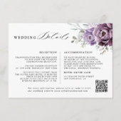 Shades of Dusty Paarse Bloemen Bruiloft Details Informatiekaartje (Voorkant)