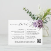 Shades of Dusty Paarse Bloemen Bruiloft Details Informatiekaartje (Staand voorkant)