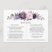 Shades of Dusty Paarse Bloemen Bruiloft Details Informatiekaartje (Voorkant)